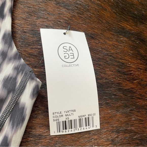 NWT Sage Leopard Print Animal Print Gray & Black Sports Bra Athletic Comfy Yoga - Picture 10 of 11